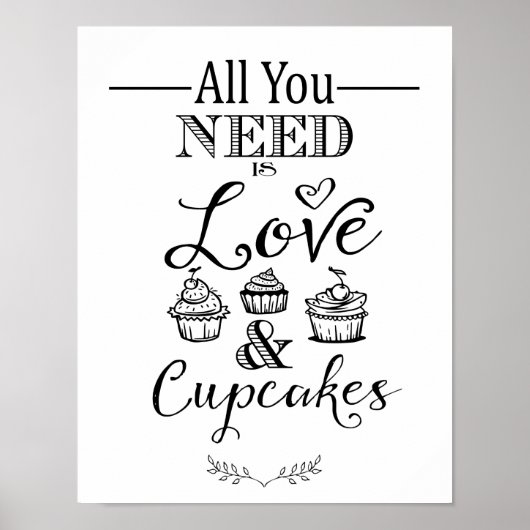 Poster Mariage de calligraphie moderne CupCake signe impr (Devant)