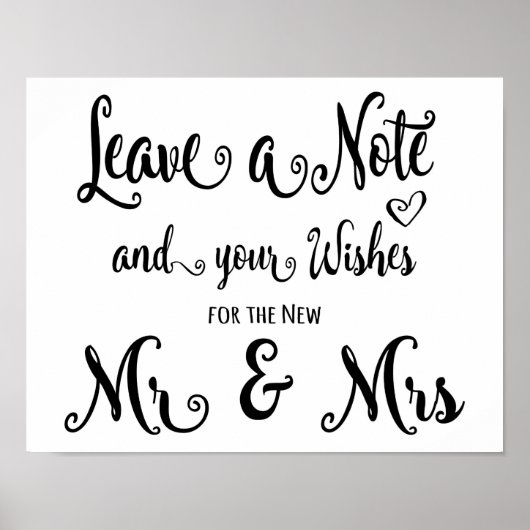 Poster Mariage de calligraphie moderne laisser une note i (Devant)