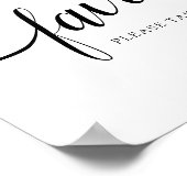 Poster Mariage de calligraphie noir et blanc "Faveurs" (Coin)