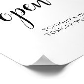 Poster Mariage de calligraphie noir et blanc "Open Bar" (Coin)