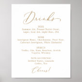 Poster Mariage de calligraphie or Delicy Boire Menu Signe (Devant)