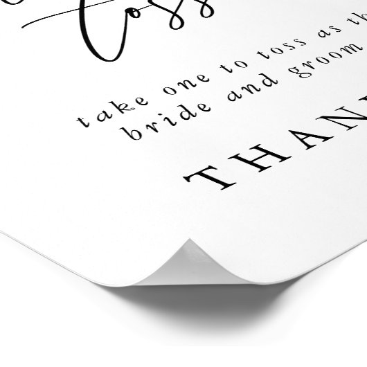 Poster Mariage de calligraphie Petal Toss Envoyer Désacti (Coin)