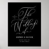 Poster Mariage de calligraphie Whimsical Noir Bienvenue (Devant)