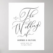 Poster Mariage de calligraphie Whimsical Noir Bienvenue (Devant)