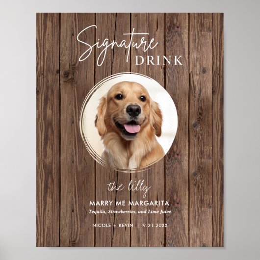 Poster Mariage de chien rustique imprimable Signature Dri (Devant)