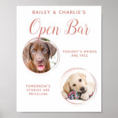 Poster Mariage de chiens Bar ouvert Chien 2 Photo Boisson (Devant)