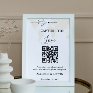 Poster Mariage de code QR de l'amour de destination