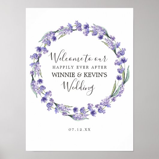 Poster Mariage de couronne de lavande violette (Devant)