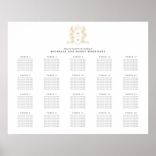 Poster Mariage de couronne d'or 20 tables (Devant)