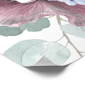 Poster Mariage de couronnes florales bleu mauve et Dusty (Coin)