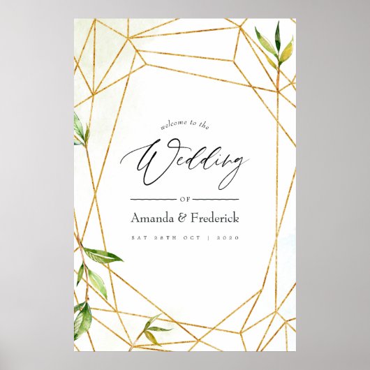 Poster Mariage de cristal géométrique aquarelle (Devant)