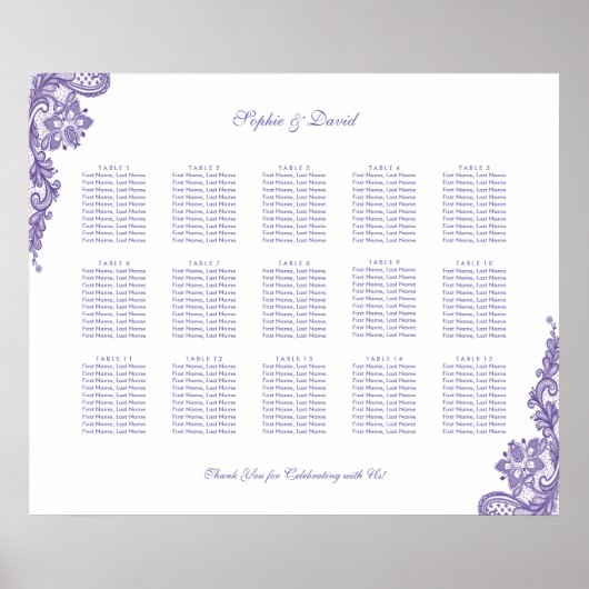 Poster Mariage de dentelle ultra violet chic (Devant)