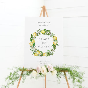 Poster Mariage de design de couronnes et de citron botani