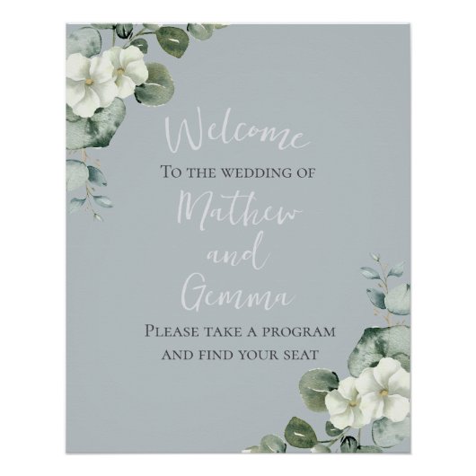 Poster Mariage de design Eucalyptus moderne (Devant)