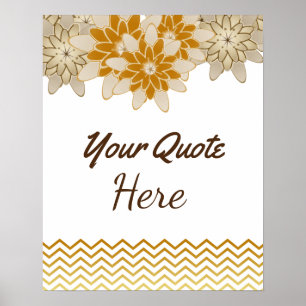 Poster Mariage de devis personnalisé Gold Vintage Flowers
