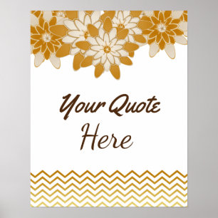 Poster Mariage de devis personnalisé Gold Vintage Flowers