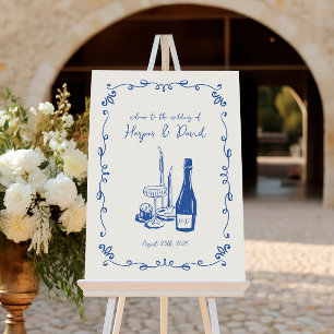 Poster Mariage de dîner illustré avec lettres à la main