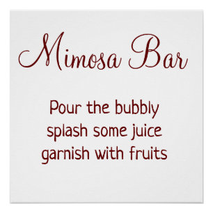 Poster Mariage de douche nuptiale de bar Mimosa