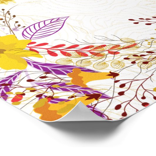 Poster Mariage de feuillage de Fleur sauvage Boho violet (Coin)