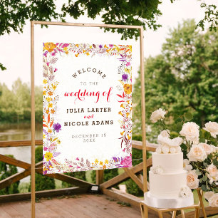 Poster Mariage de feuillage de Fleur sauvage Boho violet 