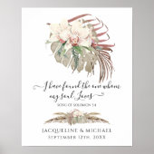 Poster Mariage de feuillage de l'orchidée blanche florale (Devant)