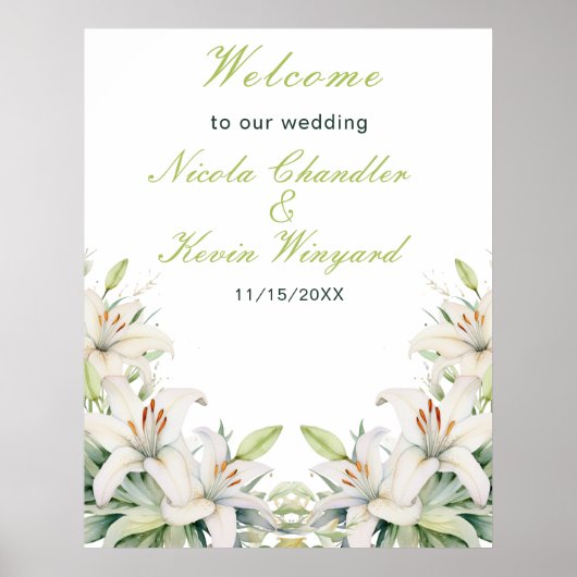 Poster Mariage de fleurs blanches (Devant)