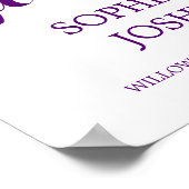 Poster Mariage de fleurs d'aquarelle violet et rose (Coin)