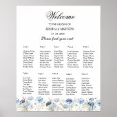 Poster Mariage de fleurs de printemps bleu Dusty (Devant)