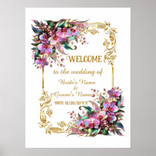 Poster Mariage de fleurs d'orchidées élégant et dynamique