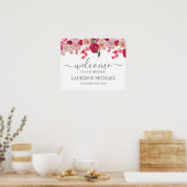 Poster Mariage de fleurs rose magenta Panneau de bienvenu (Cuisine)