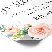Poster Mariage de fleurs roses blanches signe notre livre (Coin)