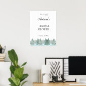 Poster Mariage de forêt de pins d'aquarelle (Bureau à domicile)