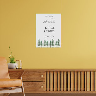 Poster Mariage de forêt de pins d'aquarelle