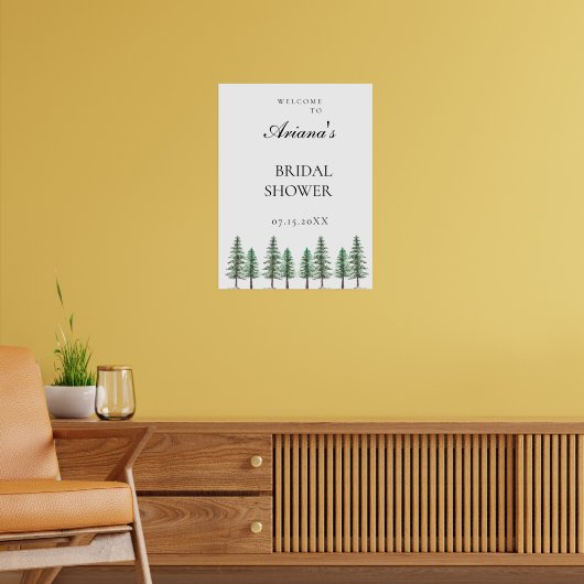 Poster Mariage de forêt de pins d'aquarelle (Salon 2)