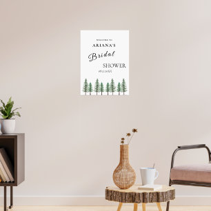 Poster Mariage de forêt de pins d'aquarelle