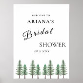 Poster Mariage de forêt de pins d'aquarelle (Devant)