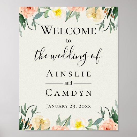 Poster Mariage de Jardin De Fleurs Bienvenue (Devant)