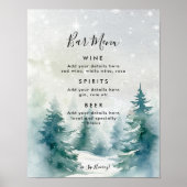 Poster mariage de la forêt d'hiver menu panneau (Devant)