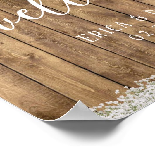 Poster Mariage de la lanterne du bébé rustique Bienvenue (Coin)