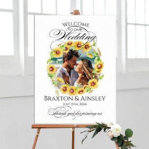 Poster Mariage de la photo de Sunflowers signe de bienven