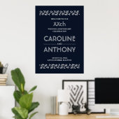 Poster Mariage de l'année de la marine Blue Silver Affich (Bureau à domicile)