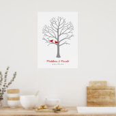 Poster Mariage de l'arbre d'empreintes digitales Red Grey (Cuisine)