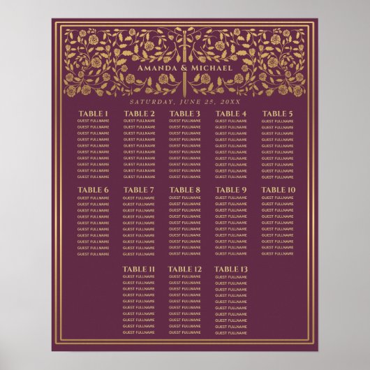 Poster Mariage de l'épée médiévale Mauve-Royal (Devant)