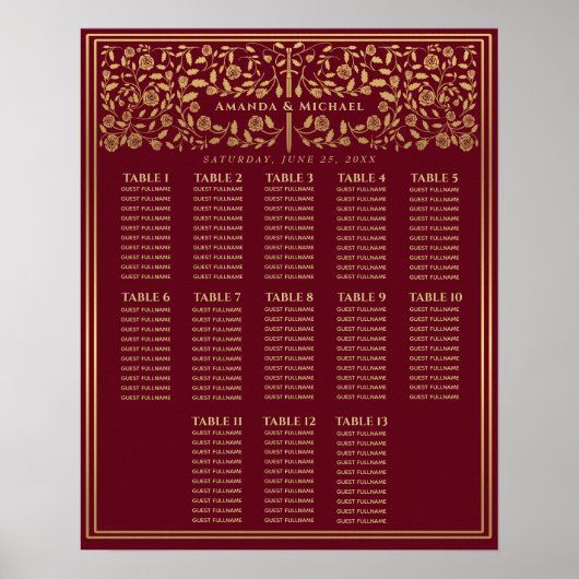 Poster Mariage de l'épée médiévale rouge (Devant)