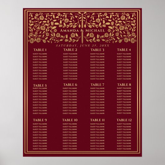 Poster Mariage de l'épée médiévale rouge (Devant)