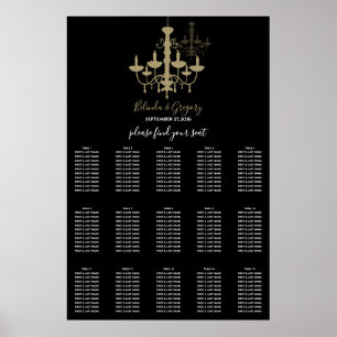 Poster Mariage de lustre en or noir