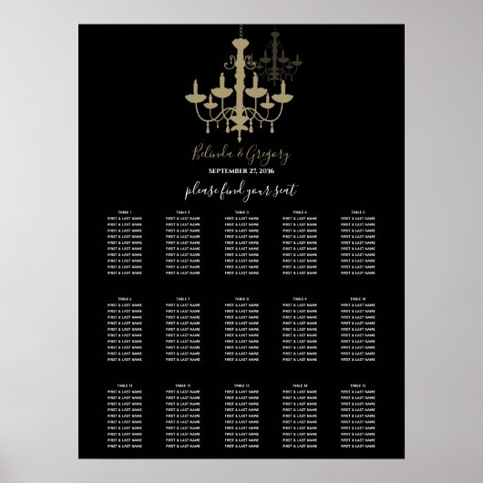 Poster Mariage de lustre en or noir (Devant)