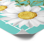 Poster Mariage de marguerites Turquoises et blanches (Coin)