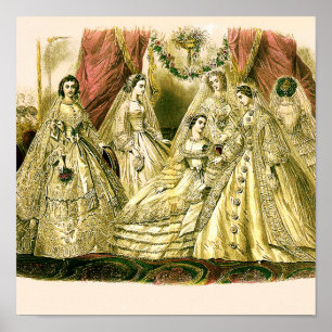 Poster Mariage de mariée vintage blanc antique