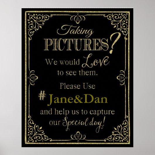 Poster mariage de médias sociaux signe élégante parties s (Devant)